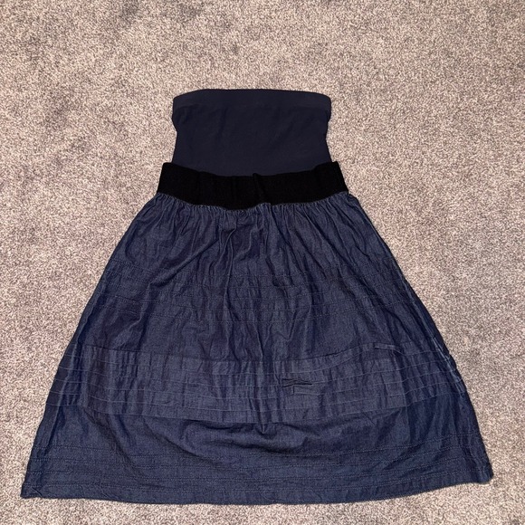 Theory Eden Grace Strapless Navy Blue Dress - Picture 1 of 9